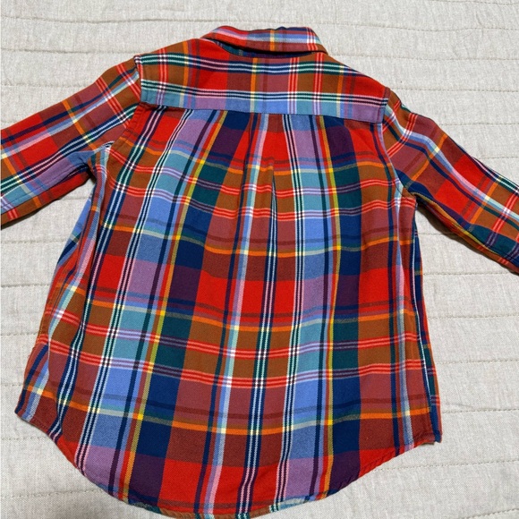 Ralph Lauren Pony Red Blue Plaid Button Down long sleeve Shirt Boys 6 Preppy - Picture 6 of 8